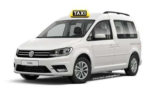 Taxi blanco Volkswagen Caddy de Taxi Santa Pola